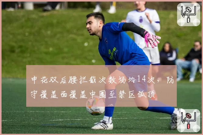 申花双后腰拦截次数场均14次,防守覆盖面覆盖中圈至禁区弧顶